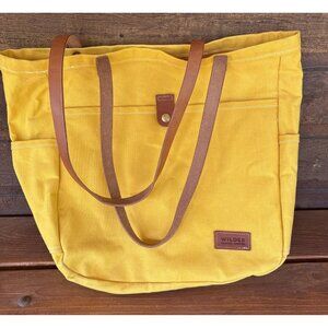 Wilder Winnipeg 5 Pocket Tote Bag Leather Handle Yellow Large